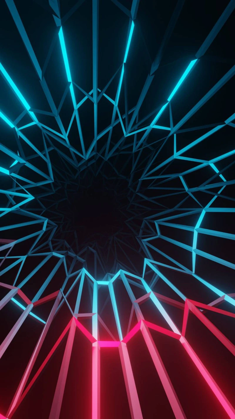 Neon Fractal Geometry 4K Mobile Wallpaper