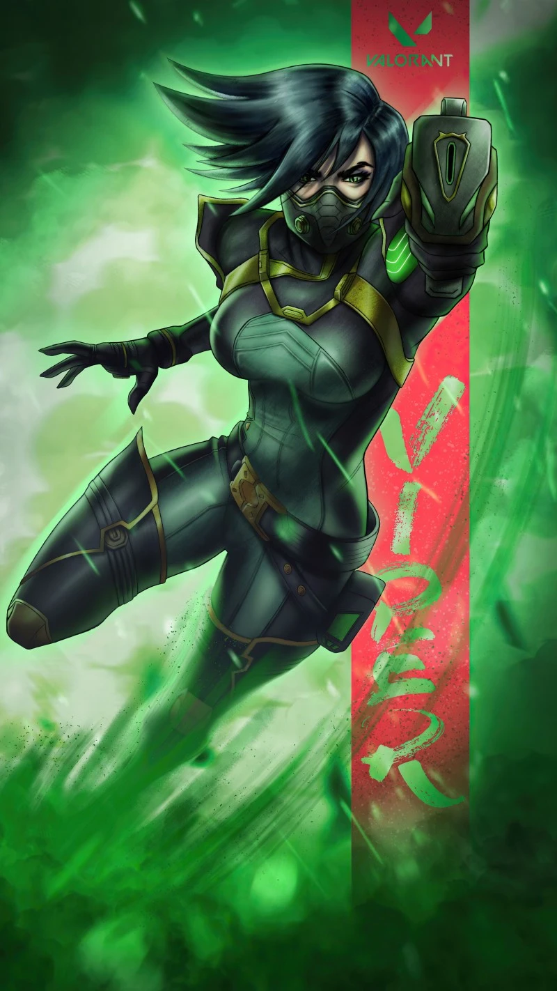 Dark Green Valorant Viper Cosplay Artwork for Fans 4K Mobile Wallpaper