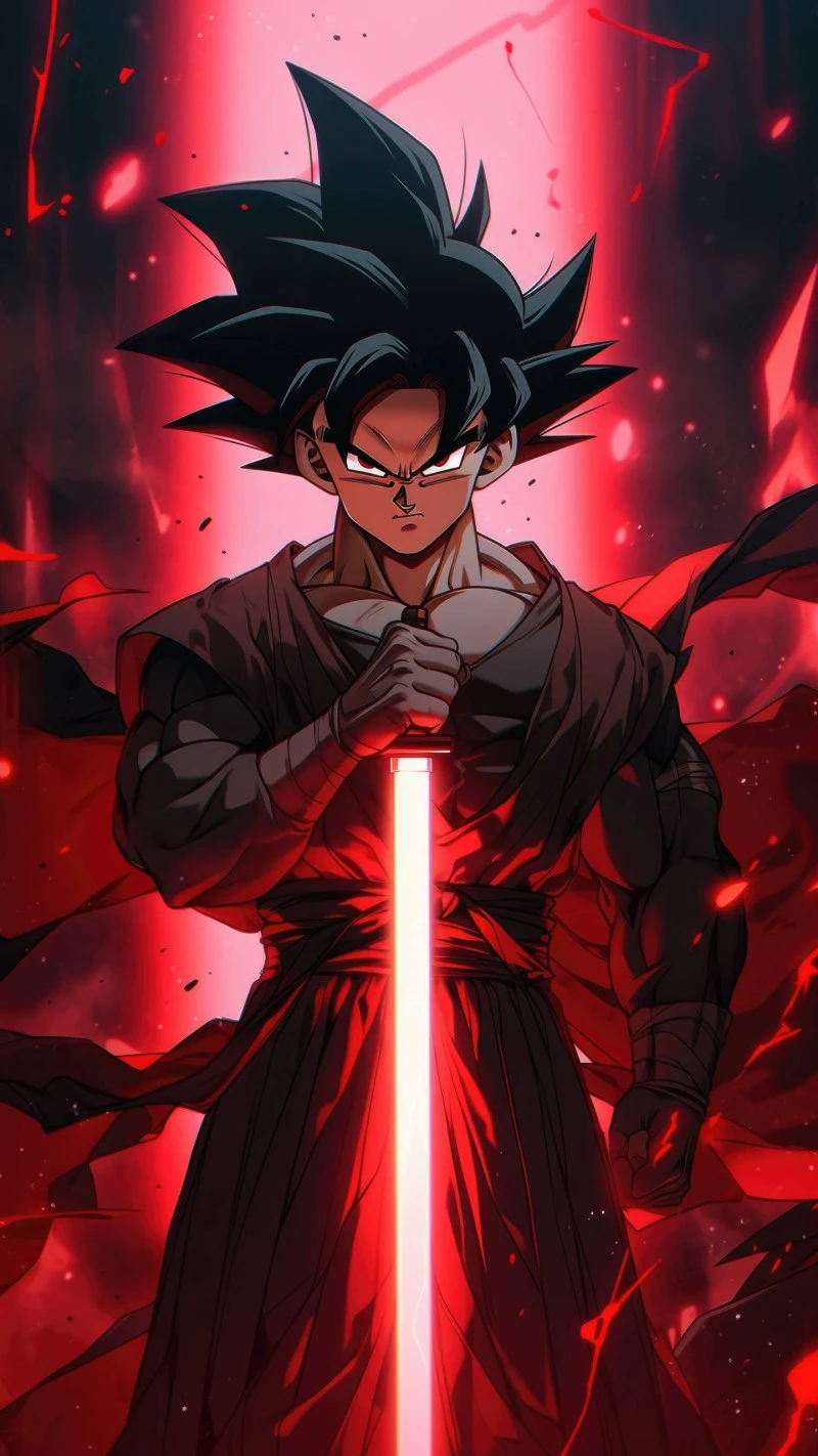 Goku with Lightsaber 4K Mobile Wallpaper