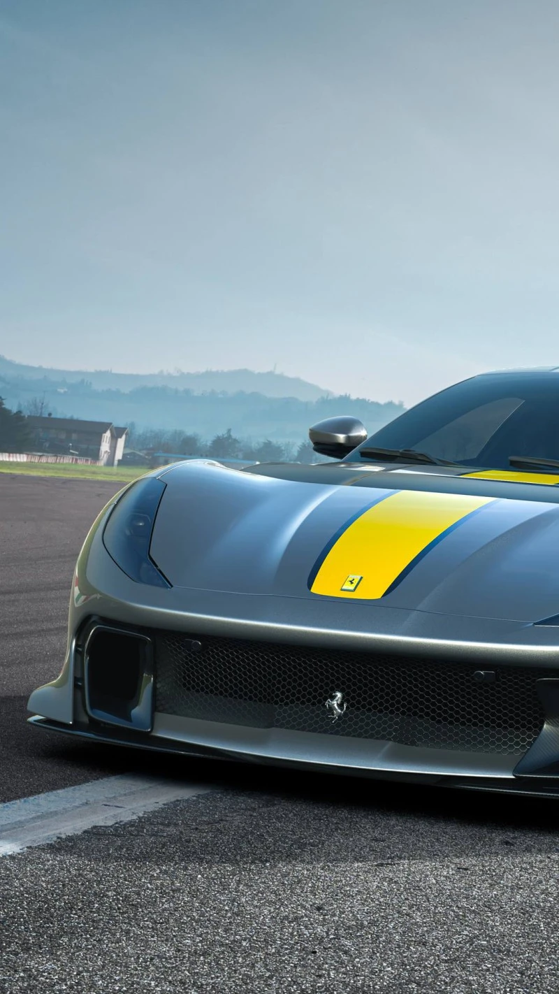 Ferrari Front View on Race Track 4K Mobile Wallpaper
