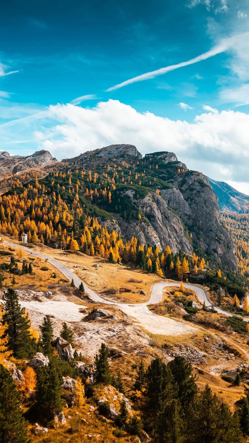 Autumnal Mountain Road 4K Mobile Wallpaper