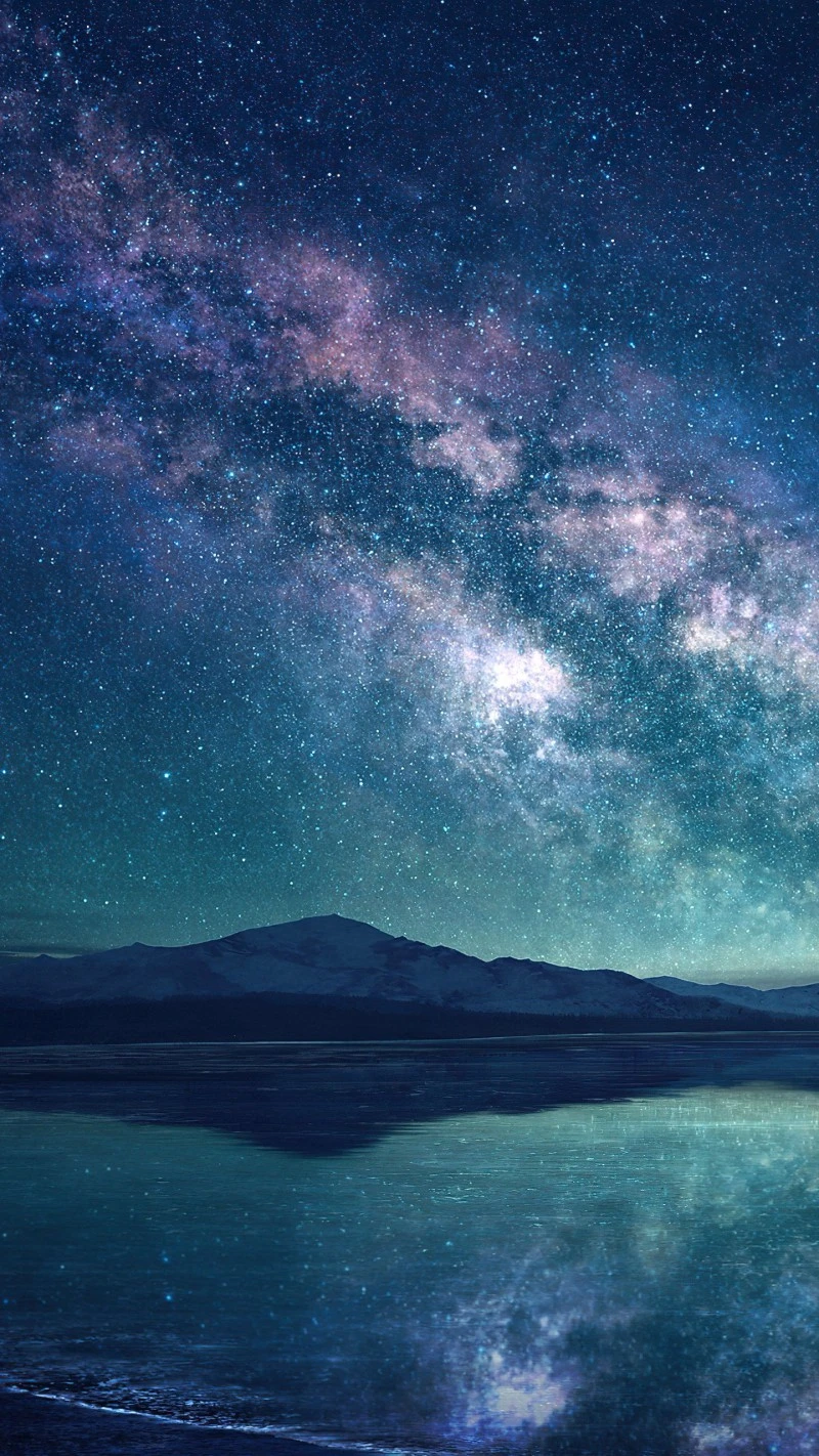 Milky Way and Mountain Lake 4K Mobile Wallpaper